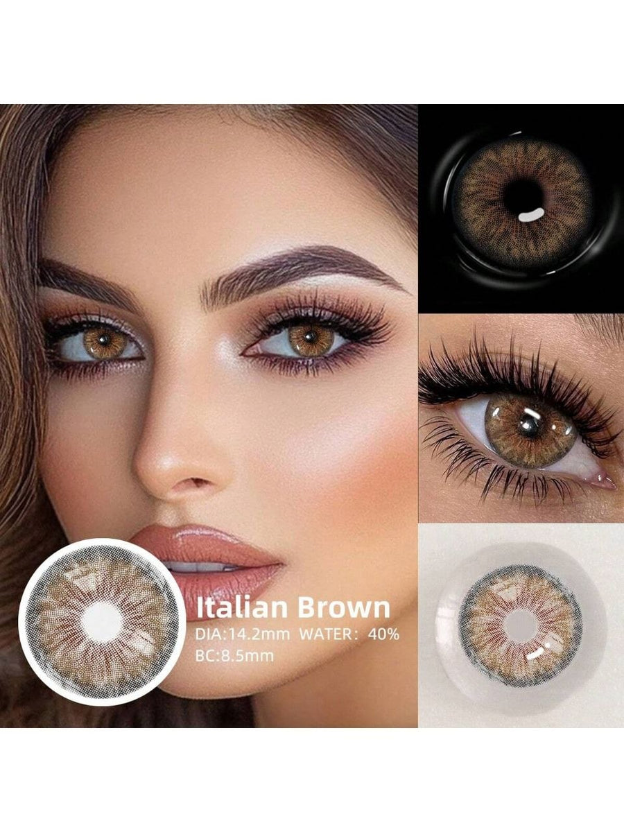 1 Pair Brown Disposable Small Diameter Lens, Contact Lenses For Daily