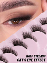 10 Pairs Half False Eyelashes Clear Band Cat Eye False Eyelashes Short Soft 3D Faux Mink