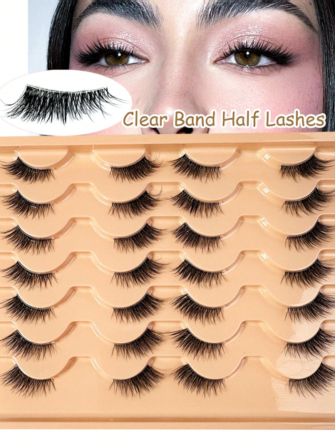 14 Pairs 3D Fluffy Soft Natural Look Cat Eye False Eyelashes