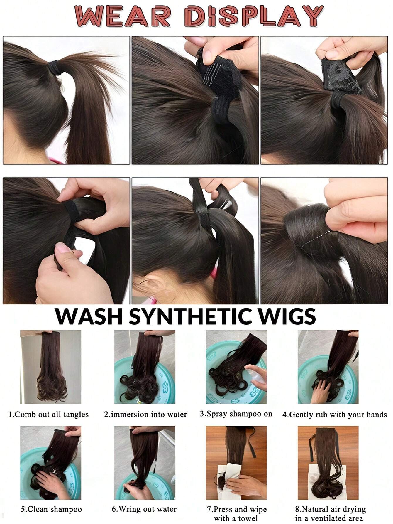 26Inch Long Wrap-Around Synthetic Hair Extension Ponytail