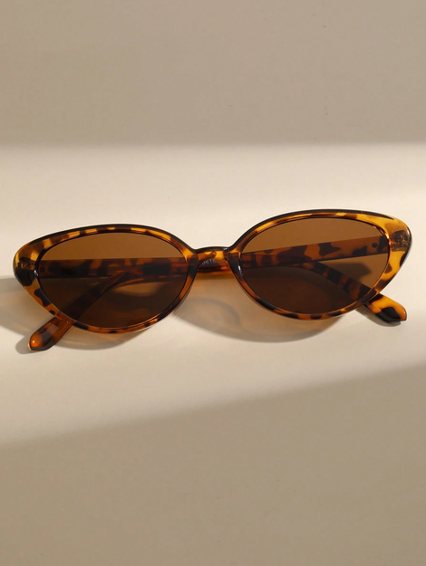 1 Pair Cat Eye Narrow Frame Fashionable Unisex Sunglasses, Suitable For Photography