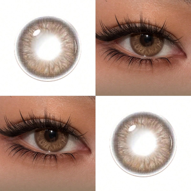 1 Pair Vintage Film Brown Contact Lenses 1-Year Disposable 14.5MM Soft Natural Color Natural