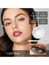 1 Pair Colorful Grey Cosmetic , Natural Vibrant Color, 14.5mm, Annual Disposable