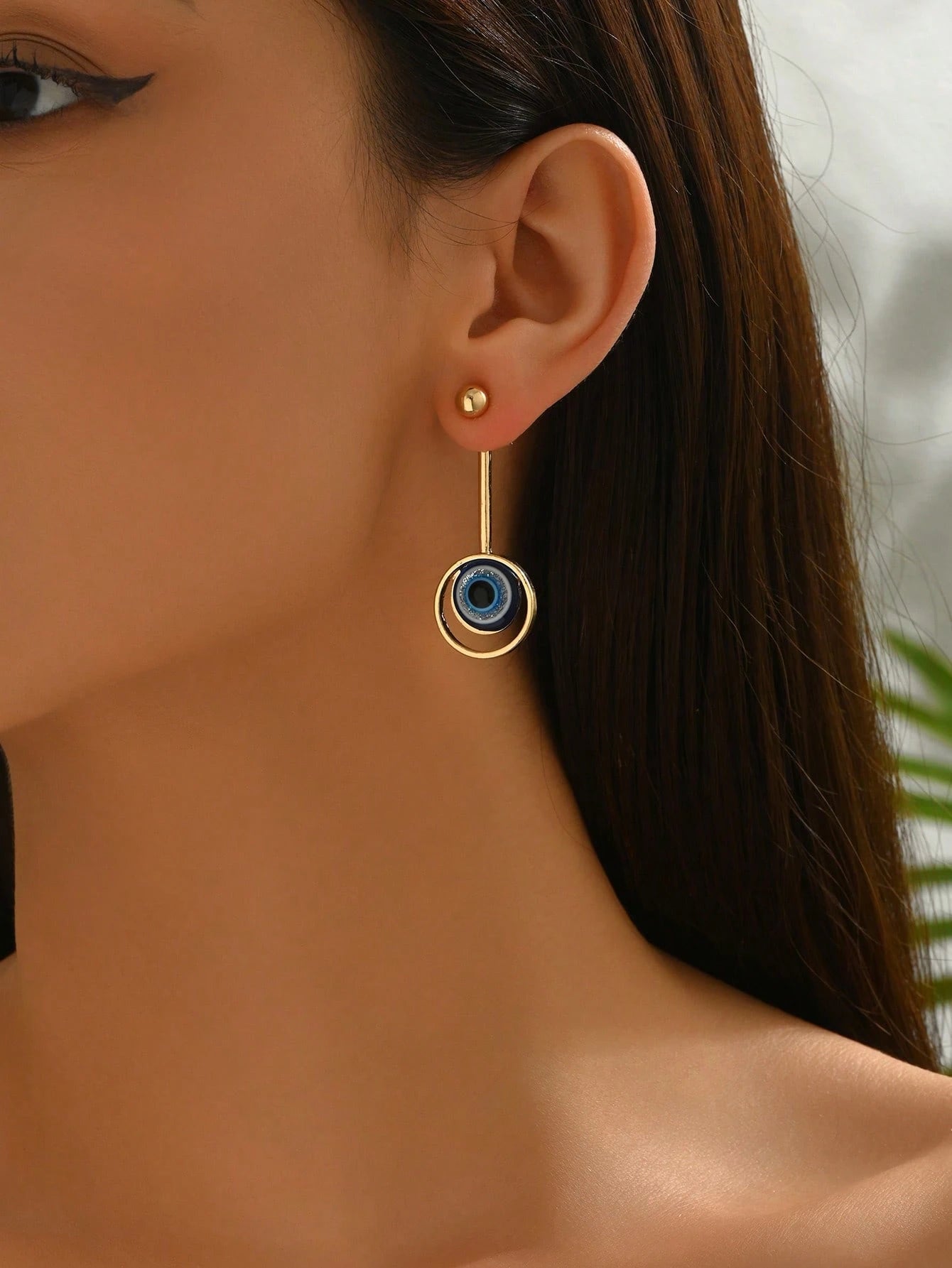 1 Pair Minimalist &amp; Unique Women Fashion Earrings, Vintage Turkish Blue Eye Pendant
