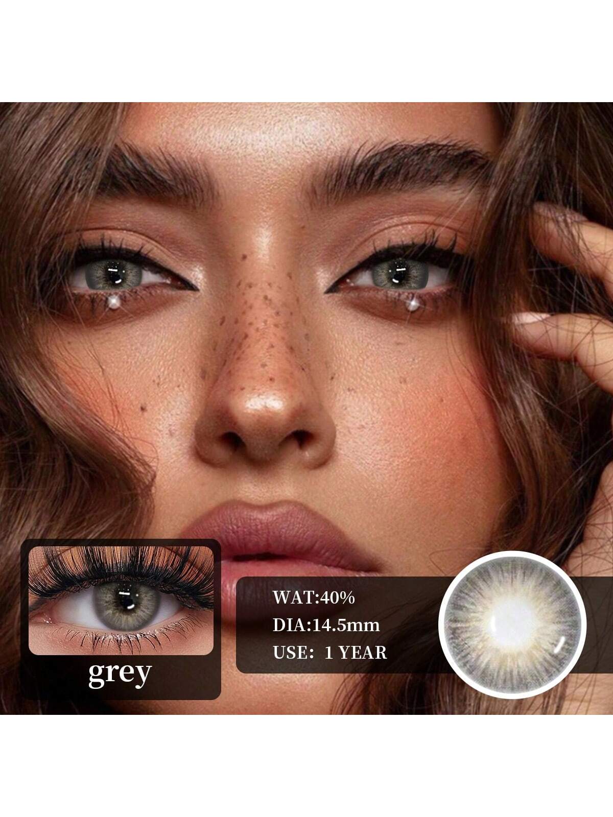 1 Pair Of Eye Grey Makeup Cosmetic Colored Contact Lenses
