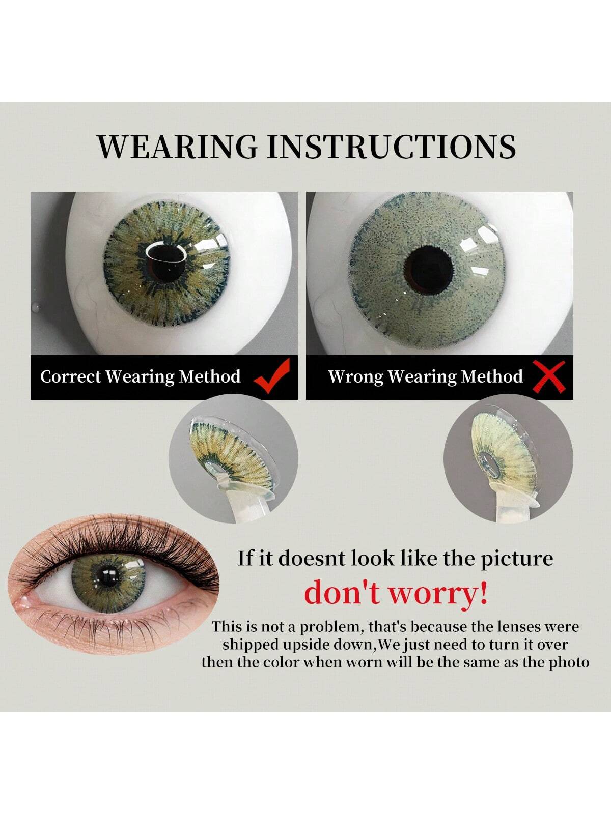 1 Pair Of Natural Green Soft Contact Lenses, Yearly Replacement, 14.5mm Diameter