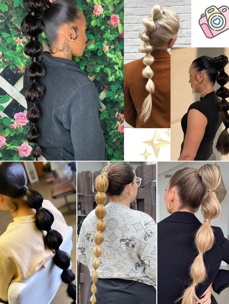 1pc Black Long Bubble Ponytail Extension For Women 28Inch 34Inch Ponytail Extension