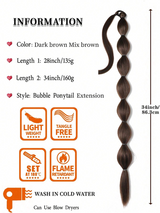 1pc Black Long Bubble Ponytail Extension For Women 28Inch 34Inch Ponytail Extension