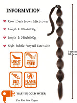 1pc Black Long Bubble Ponytail Extension For Women 28Inch Ponytail