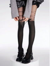 1pc Butterfly Decor Lolita Ultra-Thin Sexy Colorblock Pantyhose