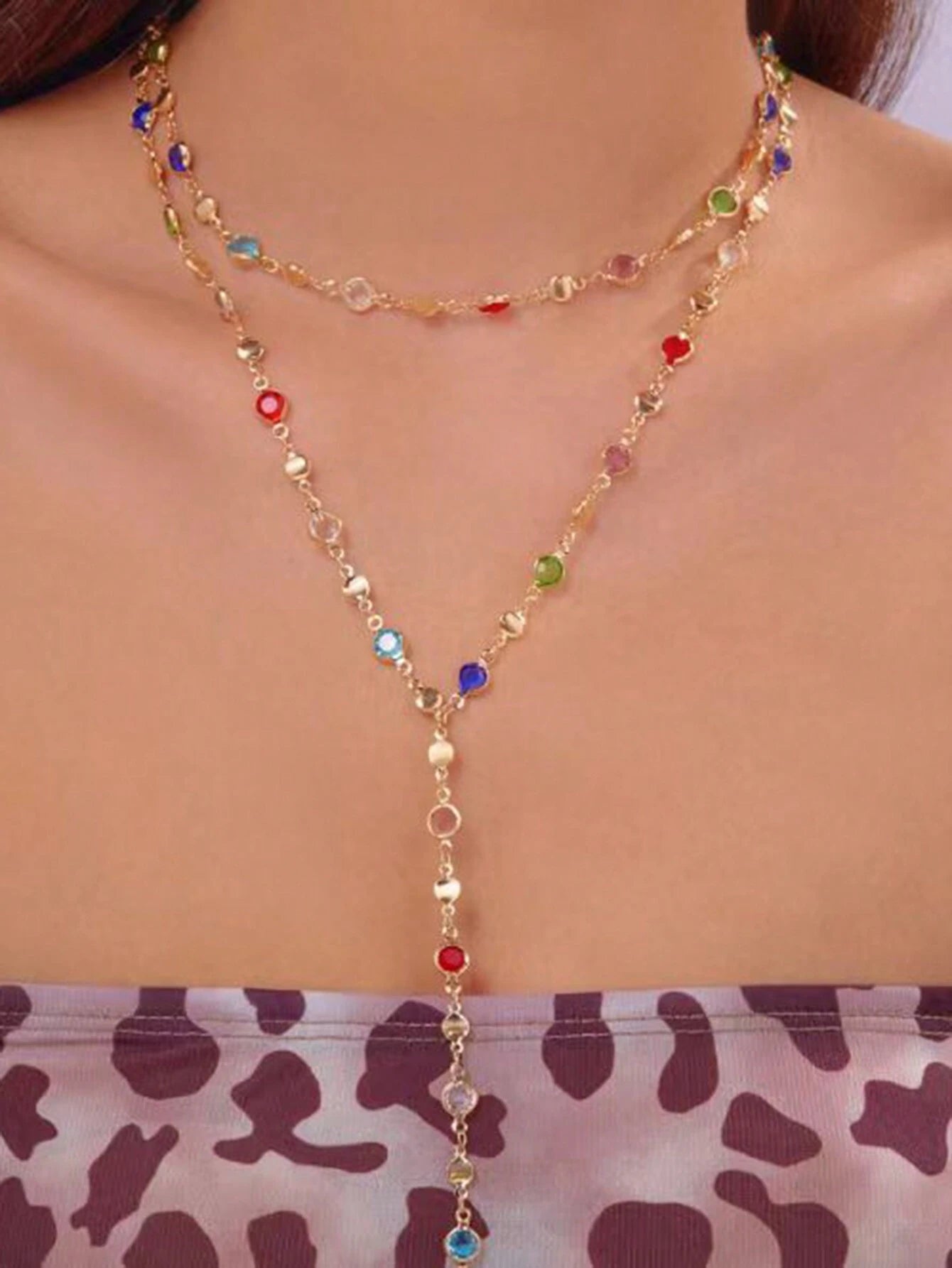 1pc Fashionable Colorful Tassel Necklace, Unique Y-Shaped Necklace
