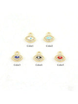 1pc New Fashion Colorful Pave Zirconia Eye Pendant Golden Stainless Steel Chain Necklace