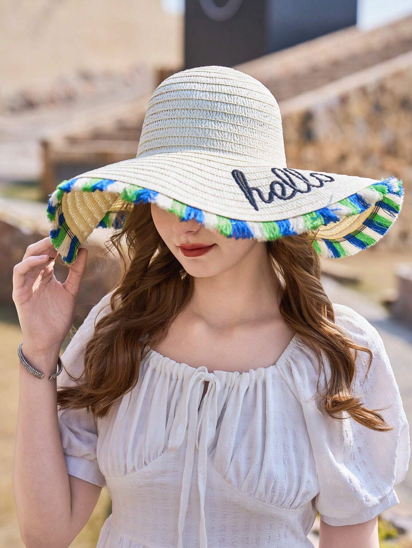 1pc New Spring/Summer Style Sun Hat For Outdoor Activities, Beach Straw Hat