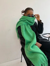 1pc Women's Fuzzy Long Scarf With Tassel For Winter