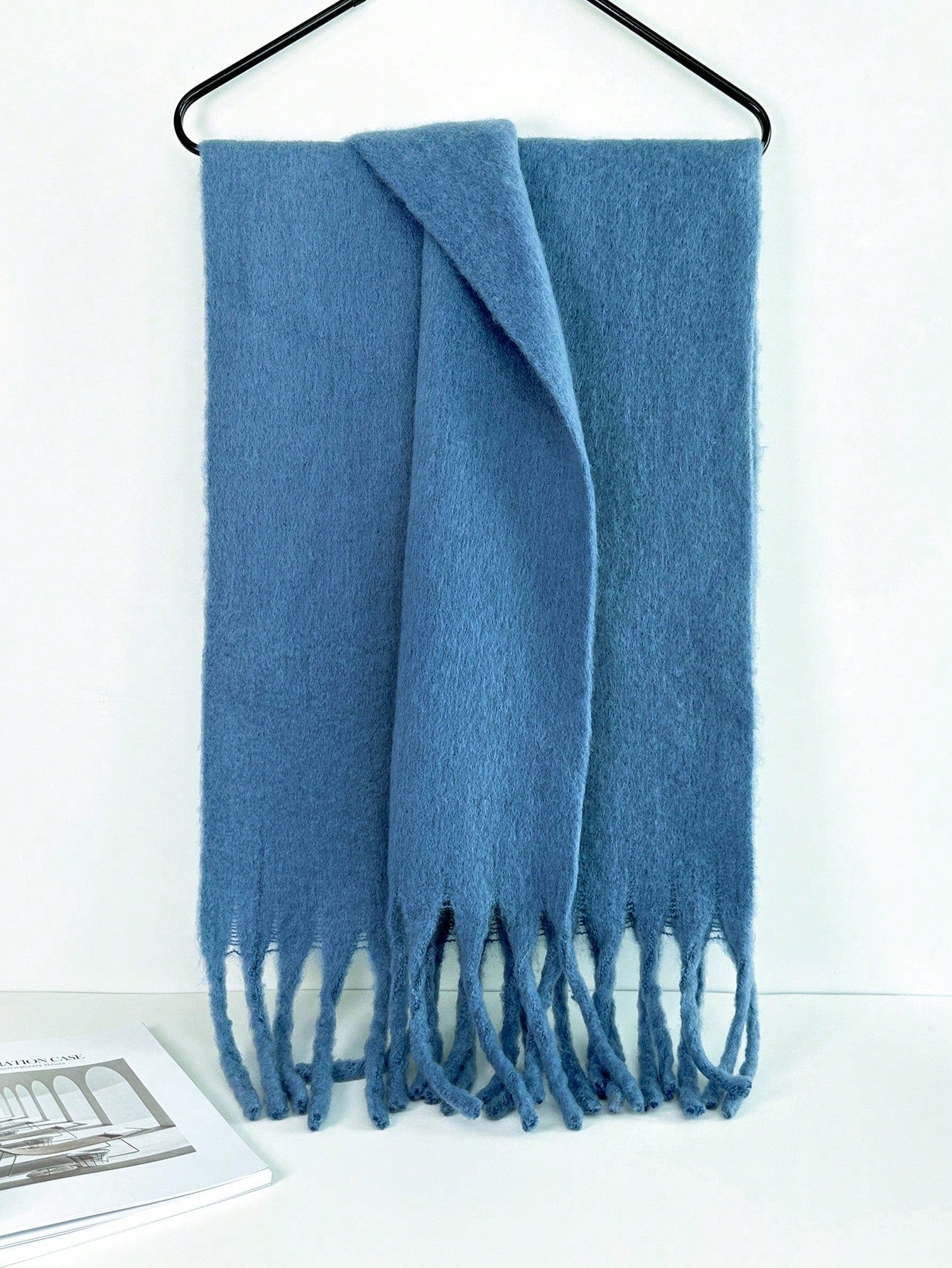 1pc Women's Fuzzy Long Scarf With Tassel For Winter