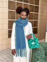 1pc Women's Fuzzy Long Scarf With Tassel For Winter