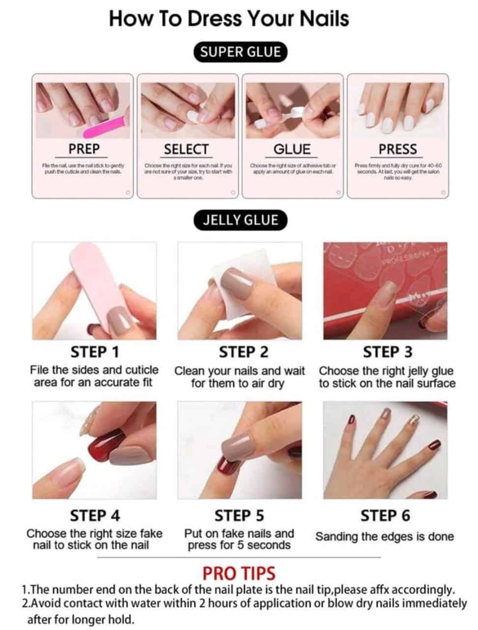 24Pcs Long Almond 3D Gel Nails Makes Flower Nails Design French Tip Press On Nails