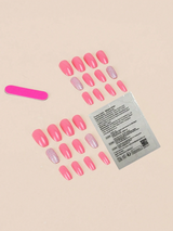 24pcs Rectangular/Pink Full Coverage Sequin Decorated Nail Stickers