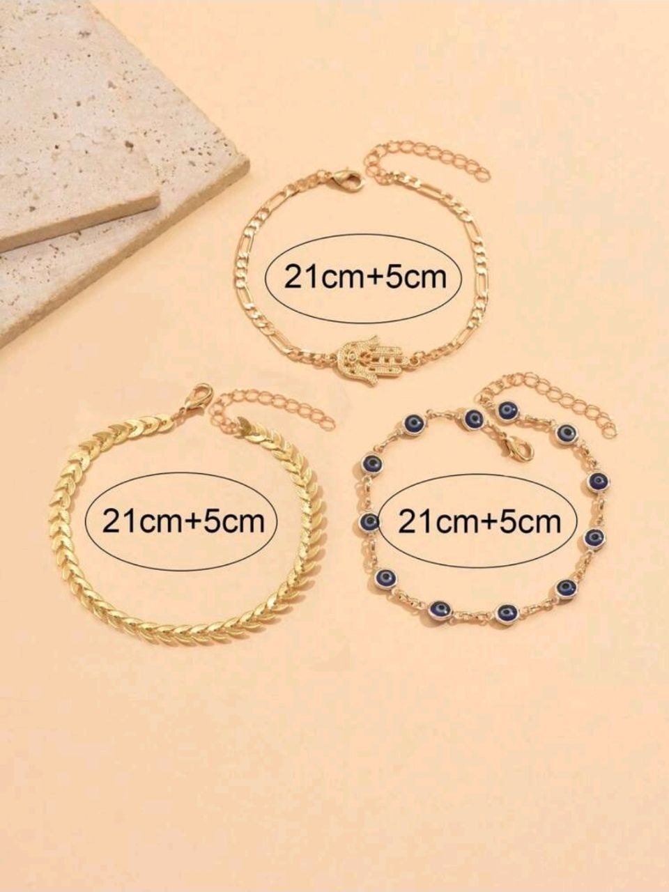 3pcs/Set Mysterious Metal Alloy Buddha's Hand Decor Anklet