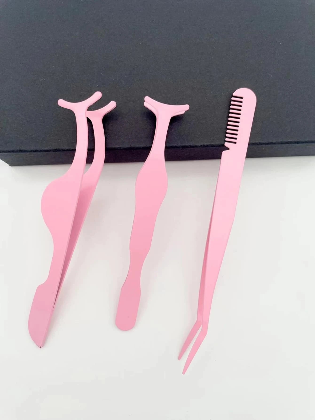 3pcs Pink Seahorse &amp; Gourd Shape False Eyelashes Applicator With Comb Clip Set, Essential Makeup Tool