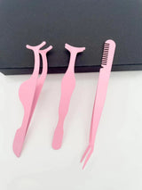 3pcs Pink Seahorse &amp; Gourd Shape False Eyelashes Applicator With Comb Clip Set, Essential Makeup Tool