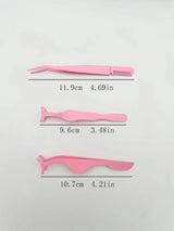 3pcs Pink Seahorse &amp; Gourd Shape False Eyelashes Applicator With Comb Clip Set, Essential Makeup Tool
