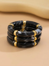 3pcs Vintage Acrylic Bamboo Bead Stacking Bracelets