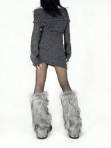 Hot Girl Calf Cover Fur Socks Set Imitation Fox Fur Grass Legs Set Thermal Lined Thickened Subculture Medium Socks1 Pair