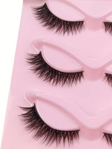 5 Pairs False Eyelashes Striped Fluffy Cat Eye Lashes, C Curl Natural Look