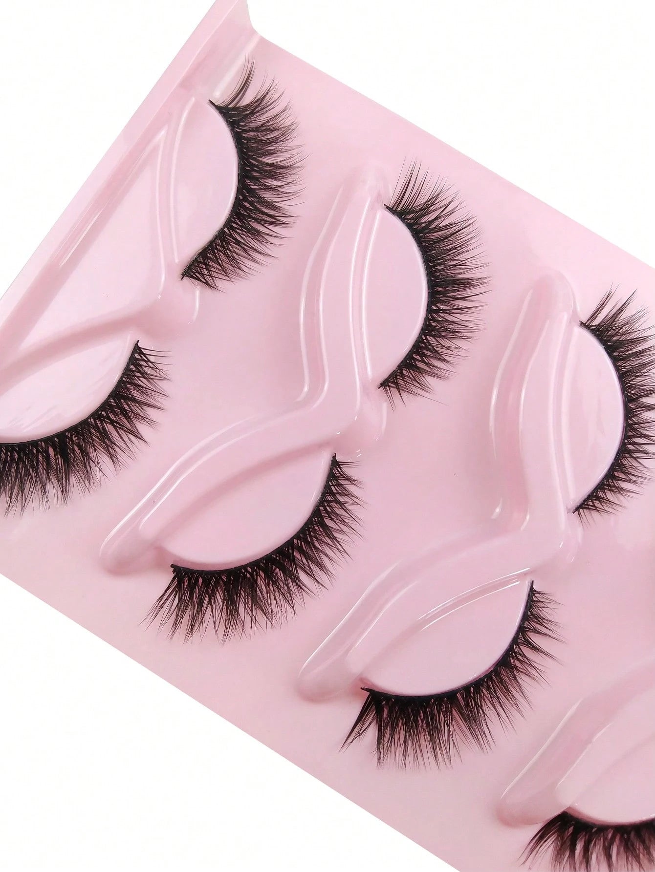 5 Pairs False Eyelashes Striped Fluffy Cat Eye Lashes, C Curl Natural Look