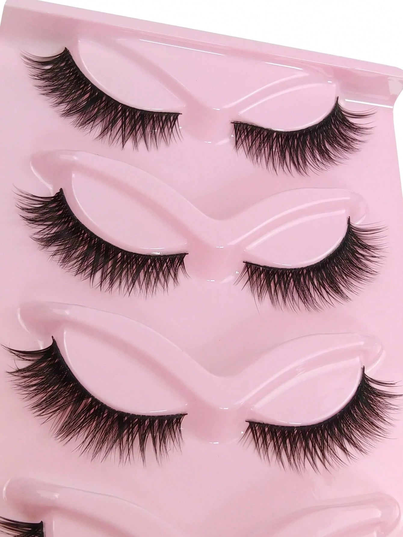 5 Pairs False Eyelashes Striped Fluffy Cat Eye Lashes, C Curl Natural Look