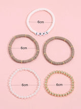 5pcs Letter Bead Decor Bracelet