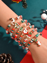 6pcs/Set Reindeer, Santa Claus, Christmas Tree Soft Ceramic Decorative Bracelet