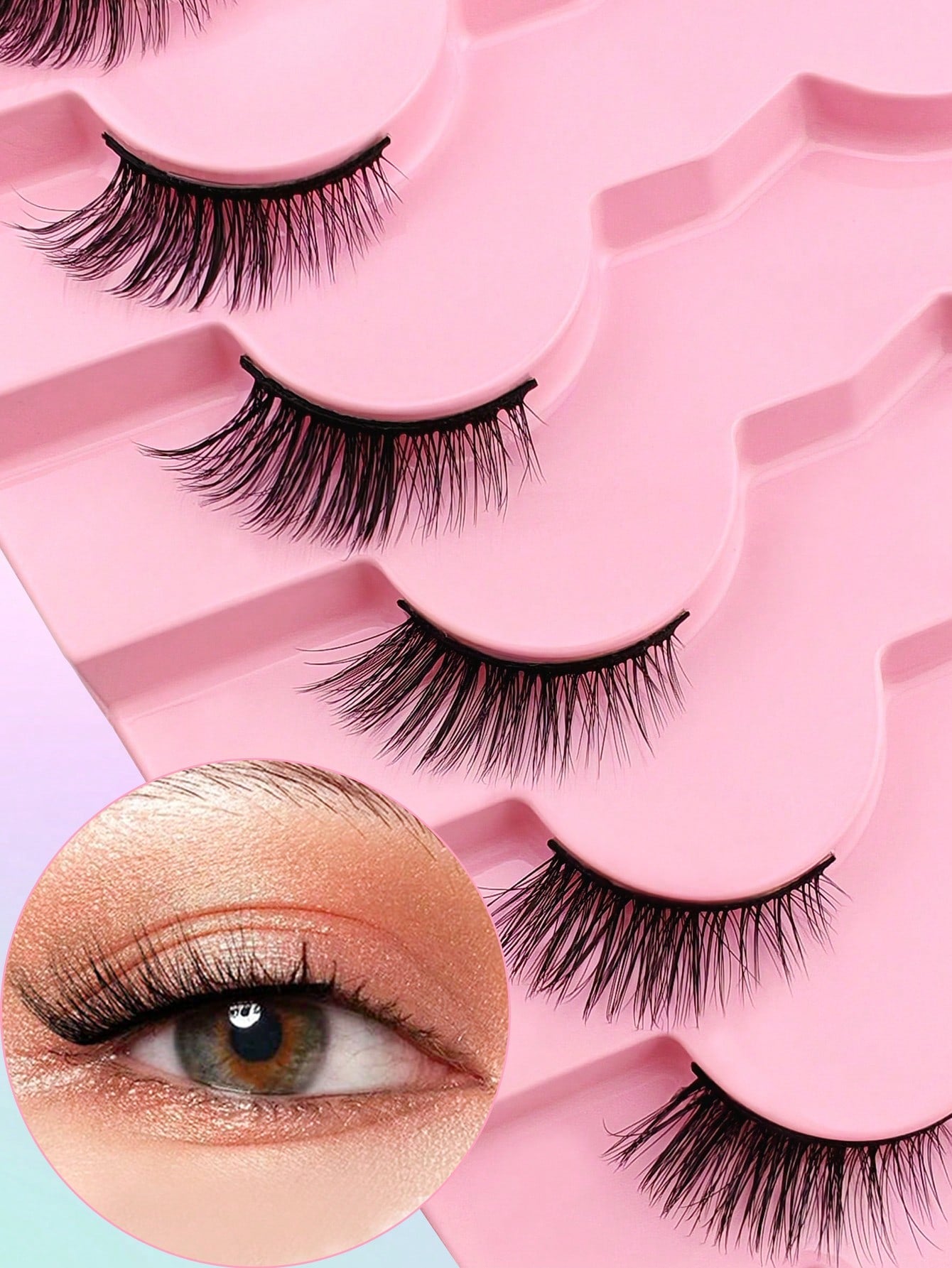 7 Pairs Half Lashes Full False Lashes 12mm Short Half Lashes Faux Mink Cat Eye Look