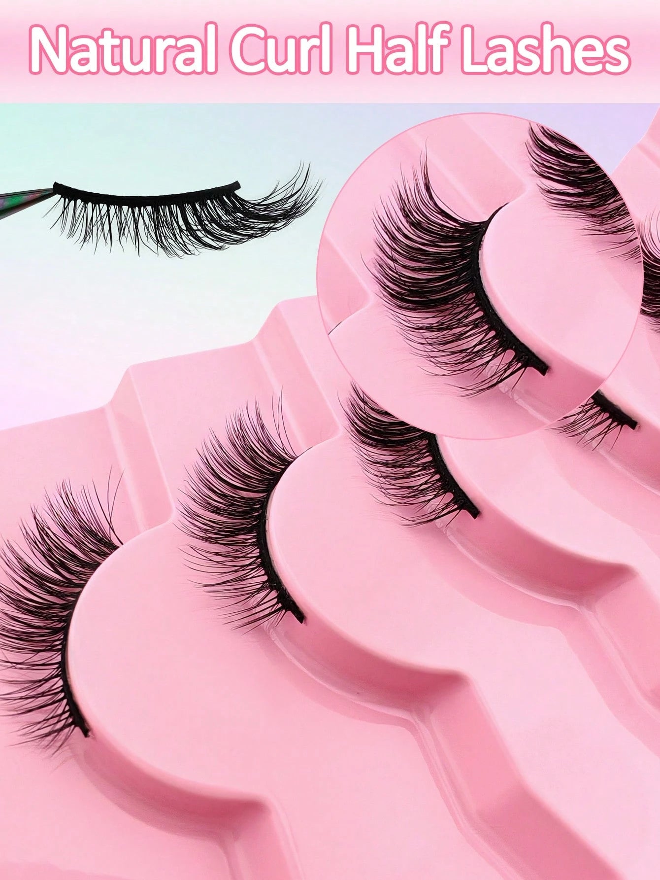 7 Pairs Half Lashes Full False Lashes 12mm Short Half Lashes Faux Mink Cat Eye Look