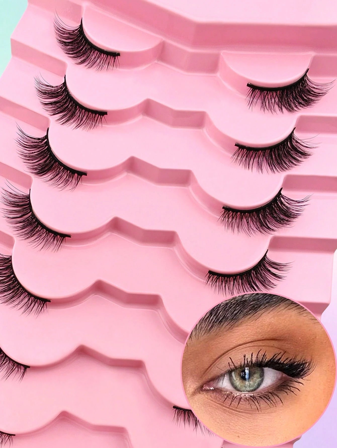 7 Pairs Half Lashes Full False Lashes 12mm Short Half Lashes Faux Mink Cat Eye Look