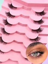 7 Pairs Half Lashes Full False Lashes 12mm Short Half Lashes Faux Mink Cat Eye Look
