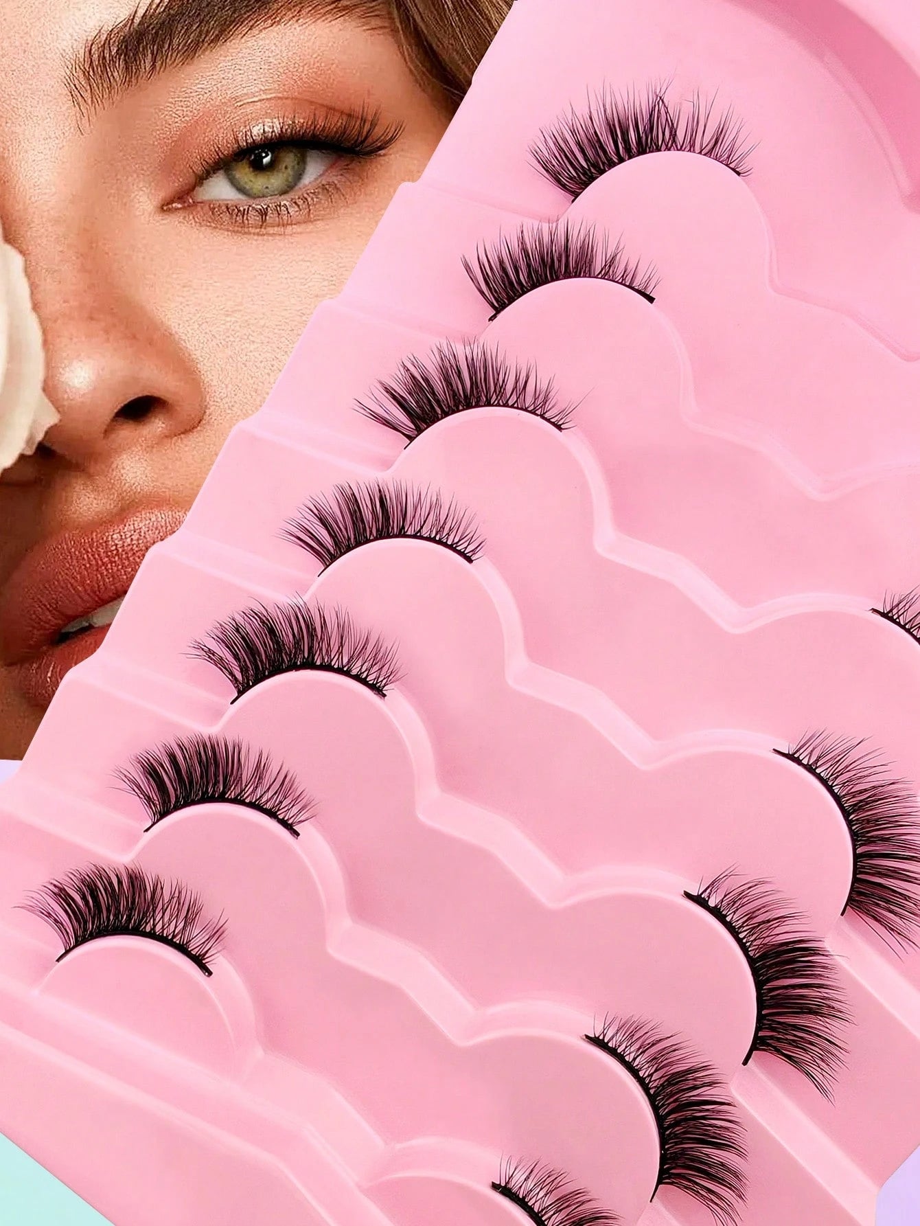 7 Pairs Half Lashes Full False Lashes 12mm Short Half Lashes Faux Mink Cat Eye Look