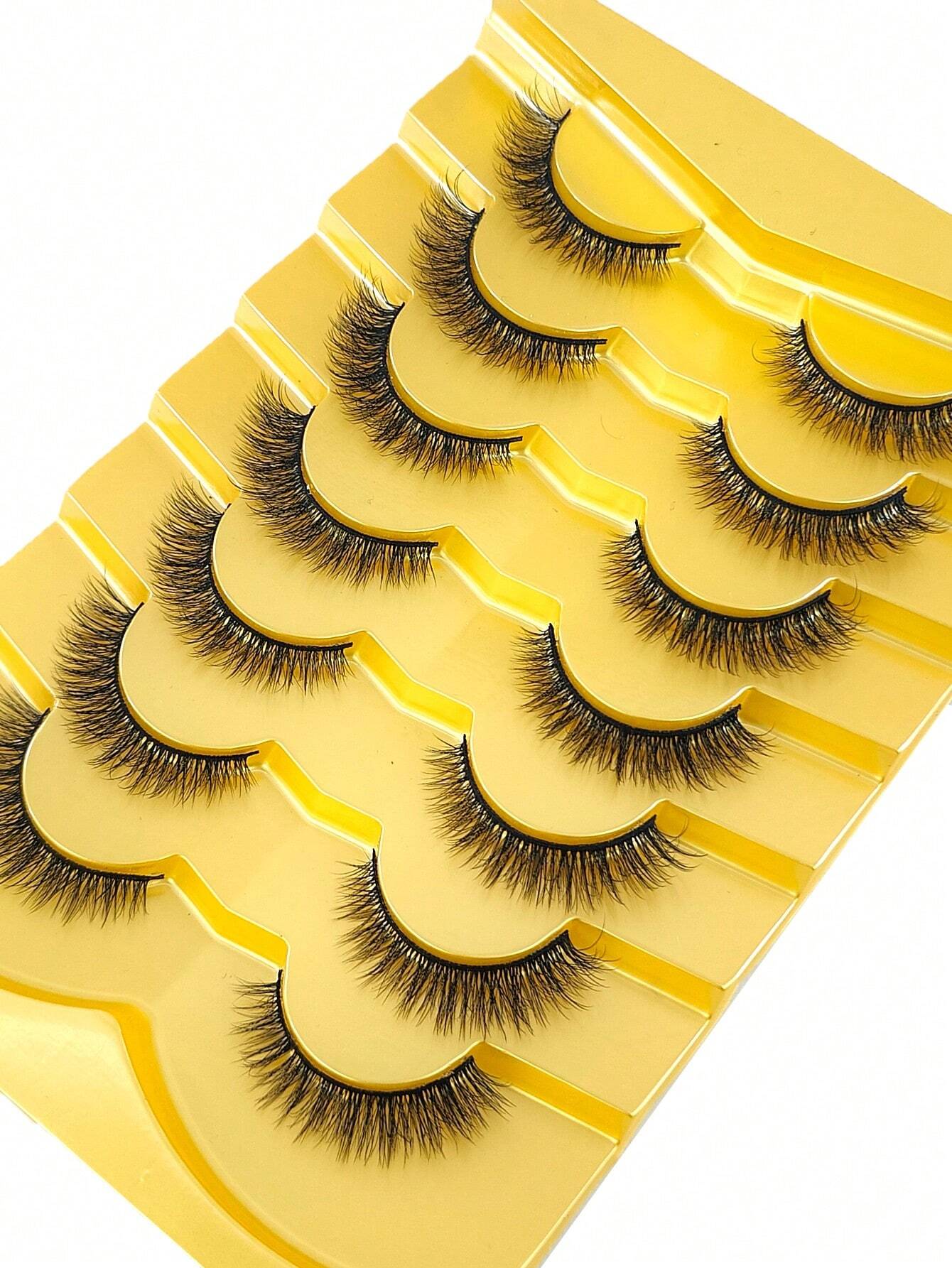 7pcs/Set Short 3D Mink Eyelashes, Russian DD Curl, Handmade, Natural Fluffy &amp; Thick