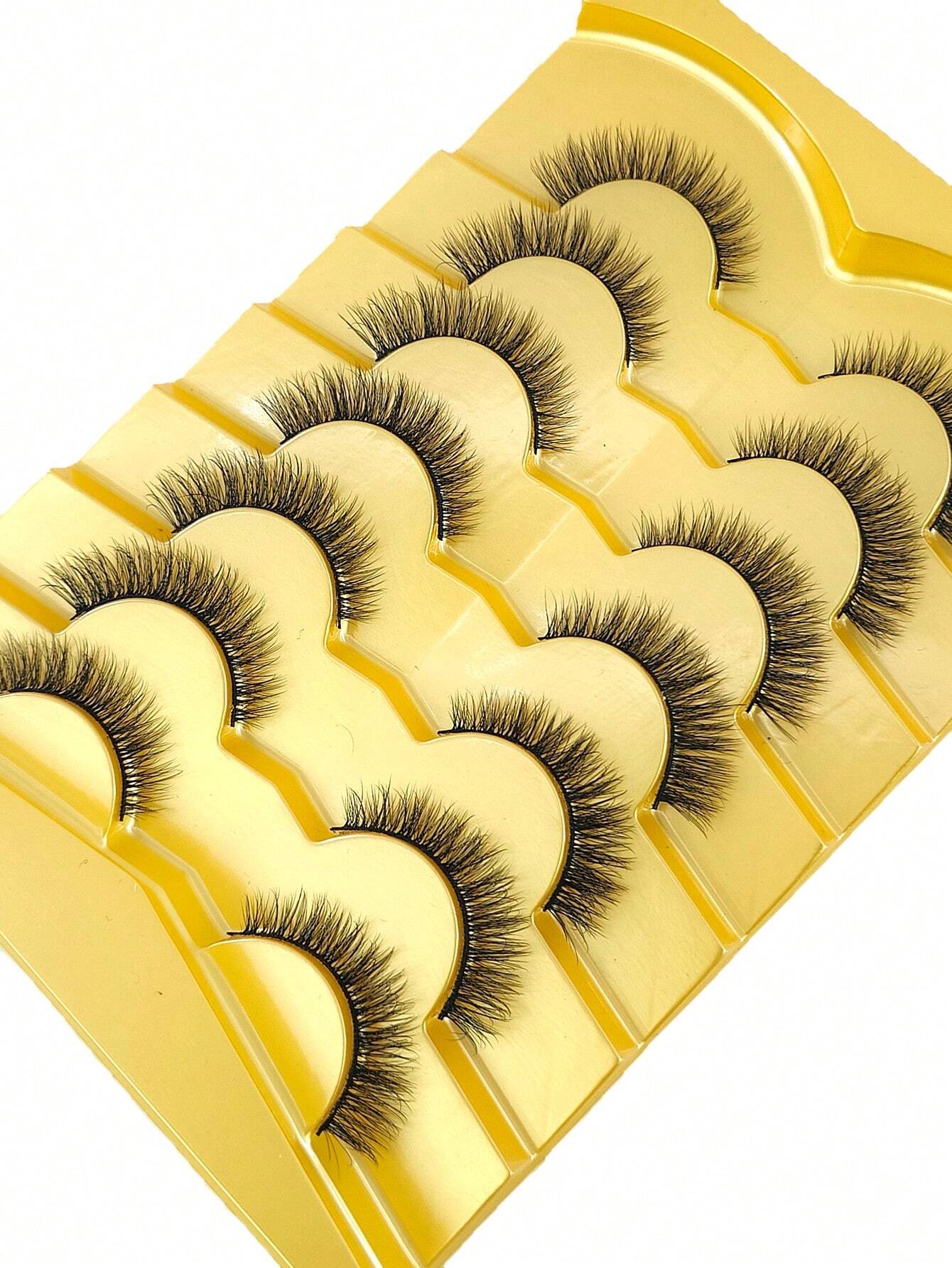7pcs/Set Short 3D Mink Eyelashes, Russian DD Curl, Handmade, Natural Fluffy &amp; Thick