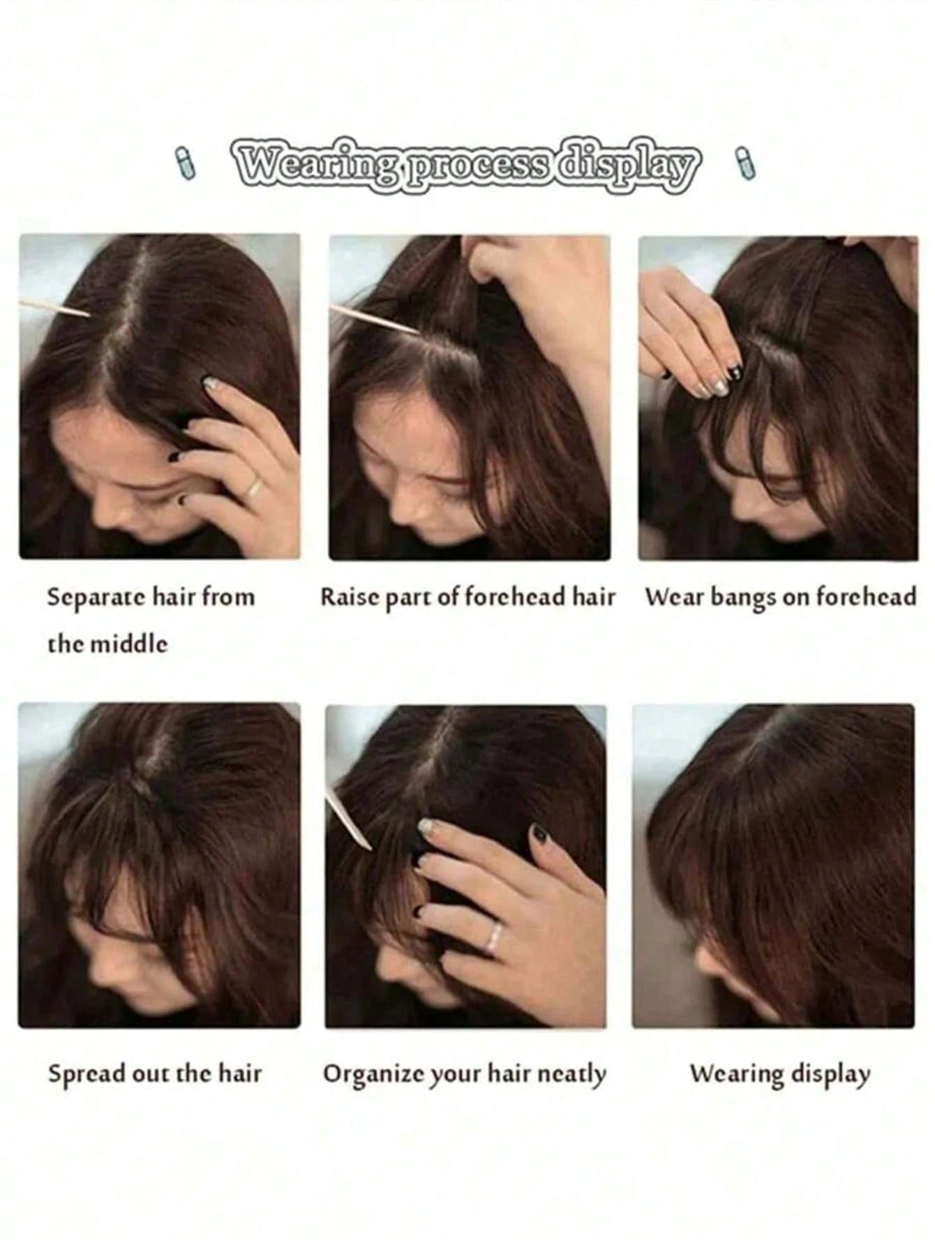 8.5 Inch Middle Part Bangs Hairpiece