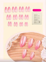 Acrylic Nails, 24pcs Medium Almond Shape, Press On Nail Tips, Pink Gradient False Nails Set