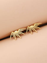 Aomogo Stainless Steel Earrings Delicate Half Circle Sun Design Fashion Gothic Stud Earrings