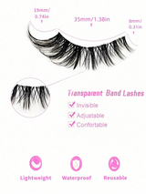 Asiteo 5 Pairs Cat Eye False Eyelashes, Transparent Band, Natural & Fluffy, Fox Eye Fake Lashes