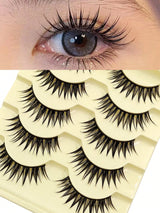 Asiteo 5 Pairs Anime Spiked False Eyelashes - Natural Thin Fake Lashes