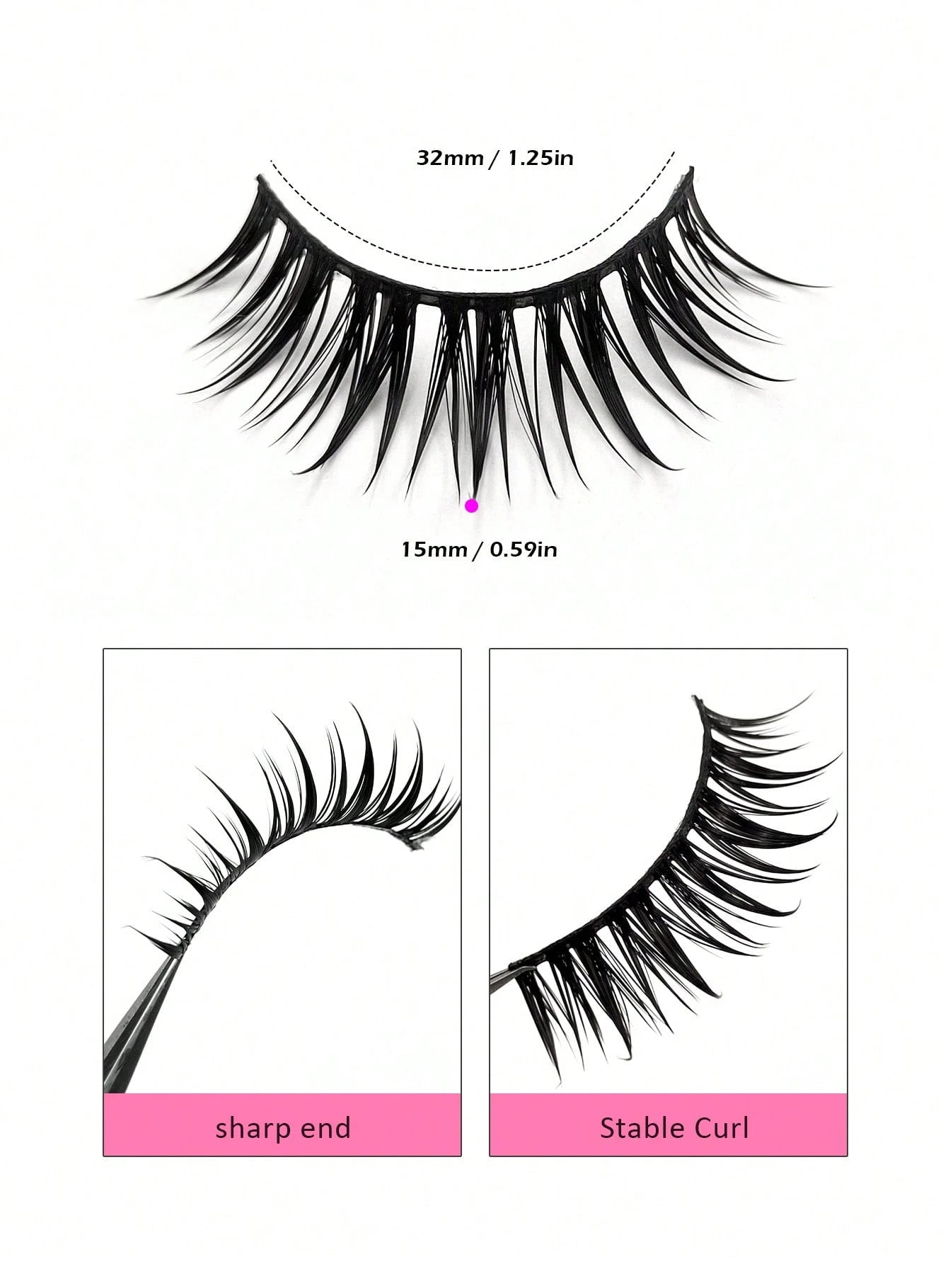 Asiteo 5 Pairs Anime Spiked False Eyelashes - Natural Thin Fake Lashes