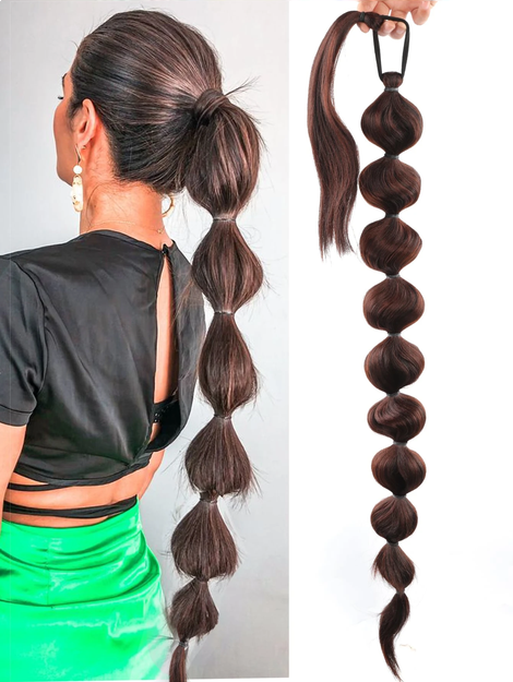 Dark Brown 30 Inch Extra Long Synthetic Fiber Ponytail For Women