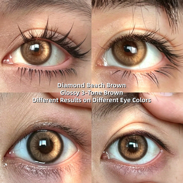 Diamond Beach Brown 1-Year Disposable 14.5mm Soft Lenses,Natural Brown
