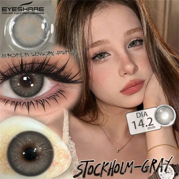 EYESHARE SoftLens NEW Colored Contact Lenses Natural Brown Gray Beauty Lenses