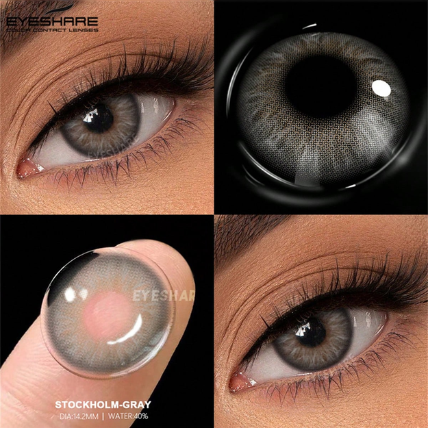 EYESHARE SoftLens NEW Colored Contact Lenses Natural Brown Gray Beauty Lenses